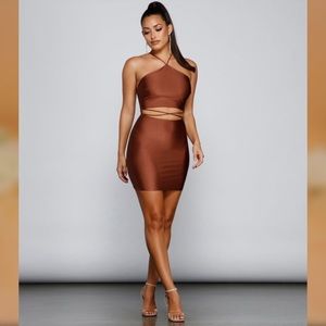 Major Headturner Halter Cutout Mini Dress
